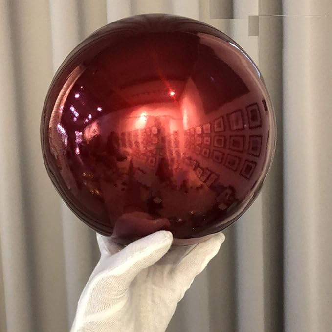 35cm/14inch Diameter Gazing Globe Mirror Ball,Red Stainless Steel Polished Reflective Smooth Garden