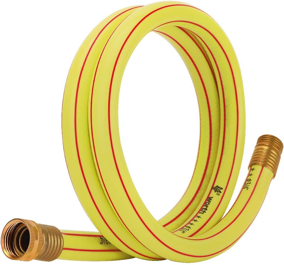 Short Lead-in Yellow Garden Hose 3/4 in. x 5 ft.-Kink Free, Leakproof, Flexible -Heavy Duty Durable