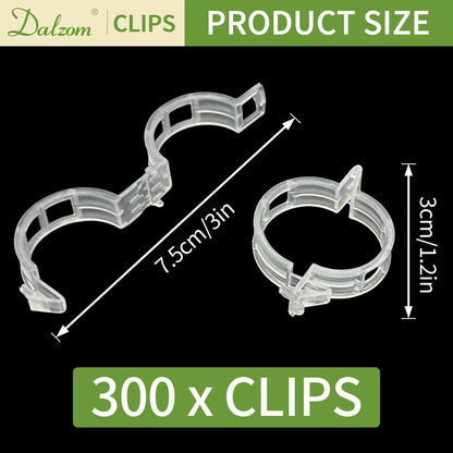 Dalzom® 300Pcs Tomato Clips, Plastic Trellis Clips Plant Support Clips, Plant Clips for Support