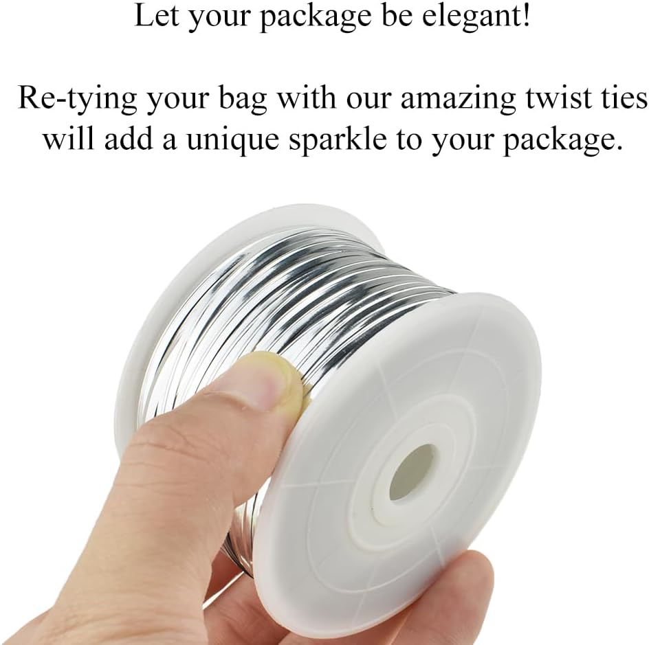 HAHIYO 100Yards/300Feet/91M Silver Metal Twist Ties Bread Candy Coffee Bag Ties Plant Garden Twist