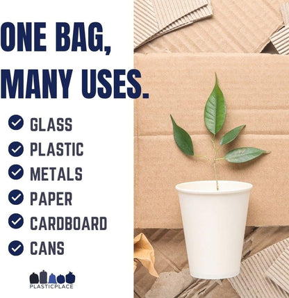 55 Gallon Recycling Bags, 1.5 Mil, Blue, 38x55, 100/Case