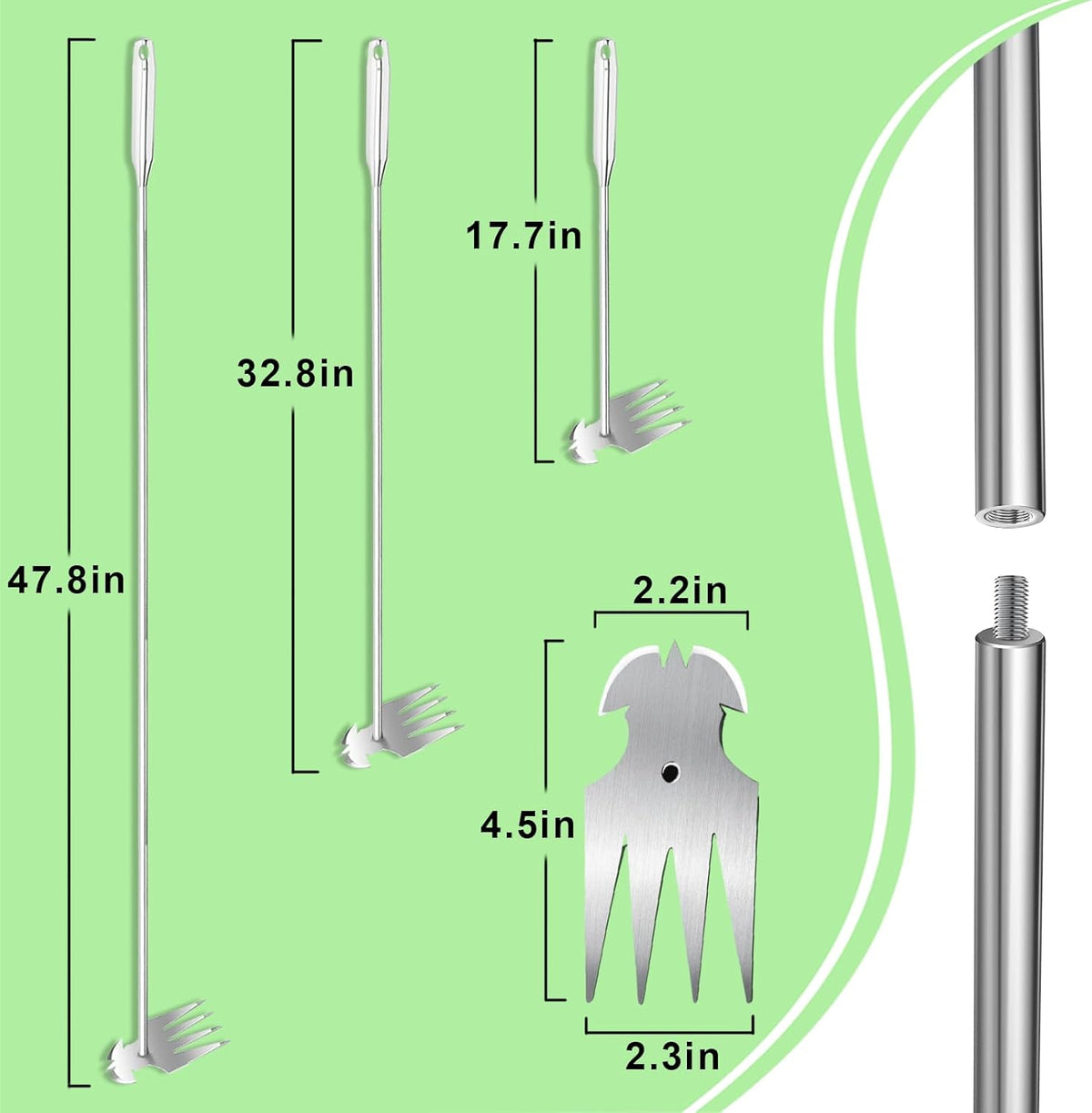 AO LI GEI 47.8" Weed Puller Tool with Long Handle, Weed Pulling Tool with Adjustment Length