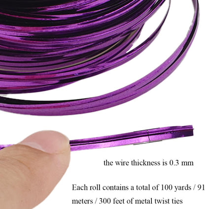 HAHIYO 100Yards/300Feet/91M Purple Metal Twist Ties Bread Candy Coffee Bag Ties Plant Garden Twist