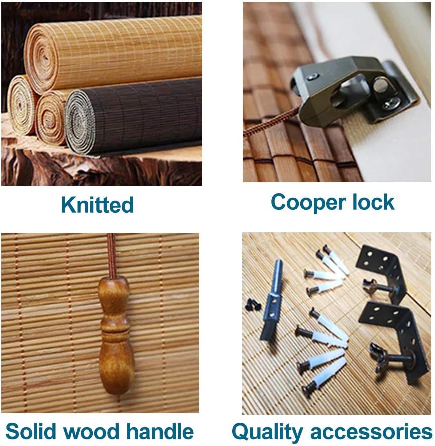 LETAU Wood Window Roman Shades, Bamboo Light Filtering Window Blinds for Indoor Home, Office