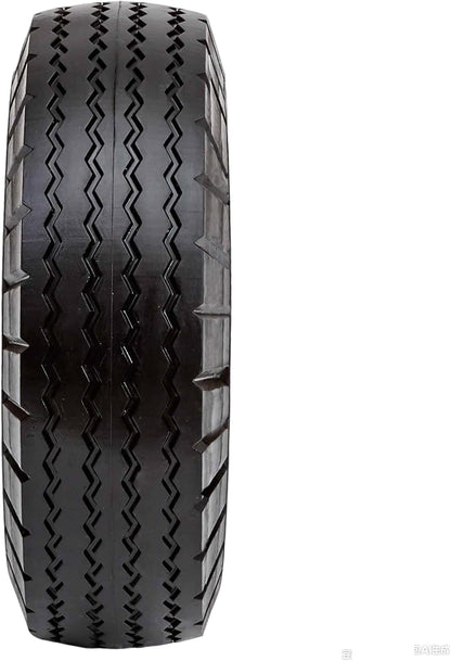 Flat Free 4.10/3.50-4 Tire with 1/2 Axle Bore, 3-4” Center Hub 10 inch Solid Tire Replacement for