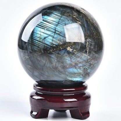 Labradorite Crystal Ball with Stand Large Crystals Sphere Decorative Ball Meditation Witchcraft