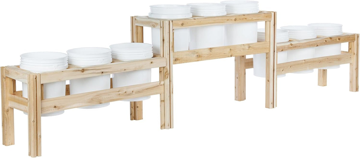 Greenes Fence Two-Tiers Nine Bucket Elevated Cedar Wood Garden Frame, 125 in. x 16 in. x 30 in.