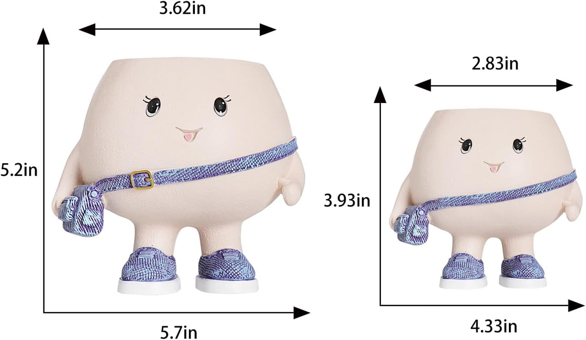 Smily Face Planter Pot with Cute Bag Resin Head Planters for String of Pearls Plant Live Unique