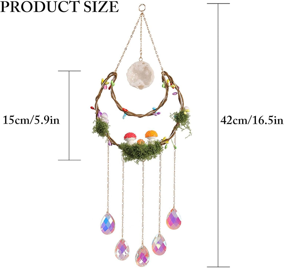 TUOKING Crystal Suncatchers for Window Hanging Mushroom Colorful Crystals Prism Pendant Sun