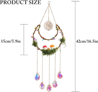 TUOKING Crystal Suncatchers for Window Hanging Mushroom Colorful Crystals Prism Pendant Sun