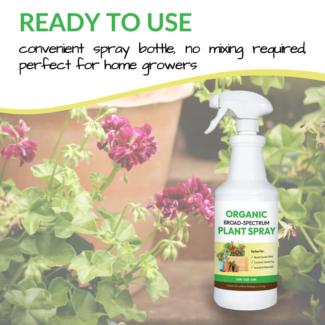Organic Broad-Spectrum Plant Spray - Foliar Liquid Plant Food in a Spray Bottle for Outdoor