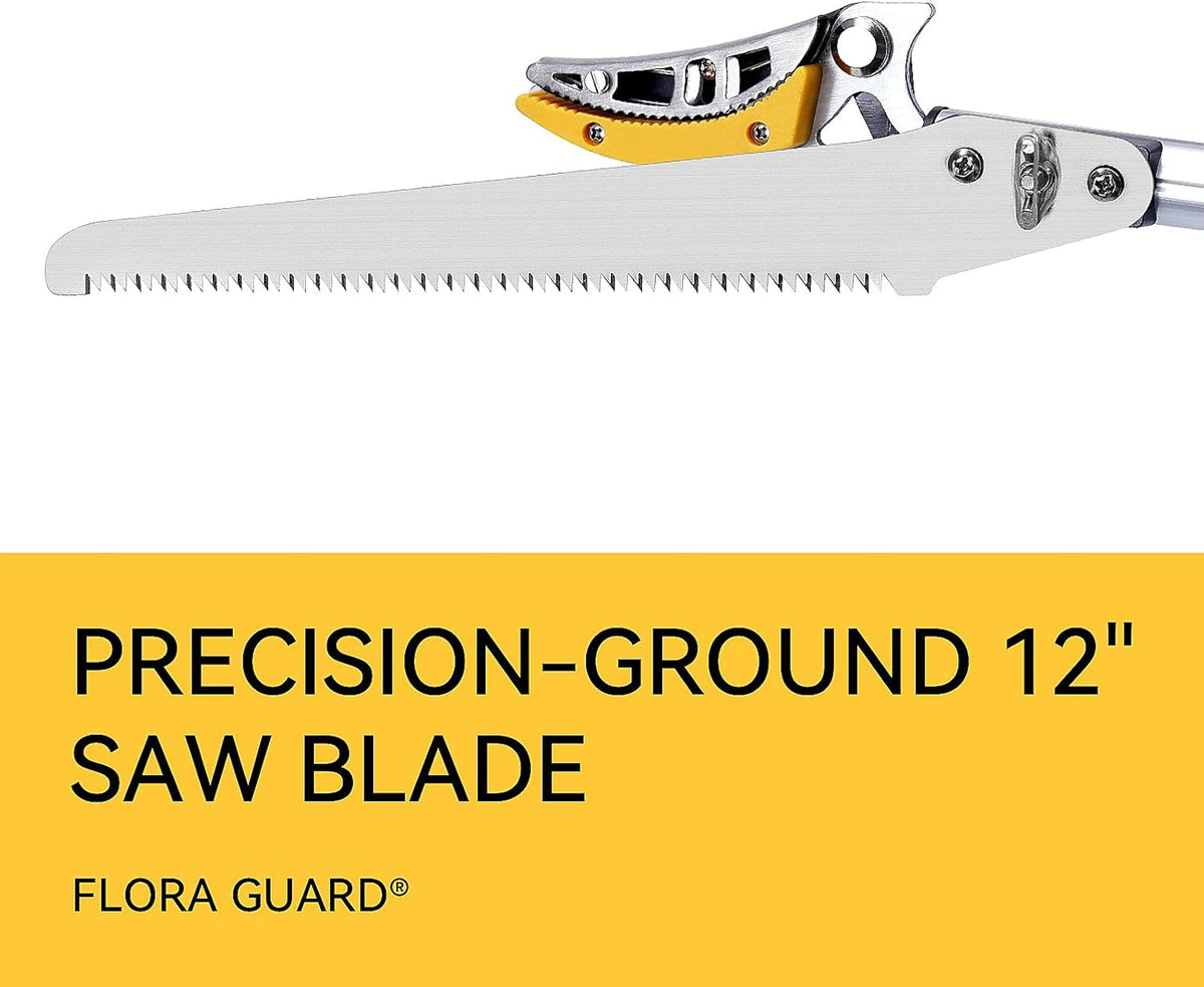 FLORA GUARD 4.6-10ft Extendable Tree Pruner，Cut and Hold Pruning Trimmer - Long Reach Pole Saw