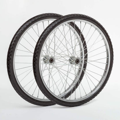 Flat Free Wire Spoke Wheels | 2 Pack Replacement Wheels for Lawn Carts, Wagons | Turf Style Tread |