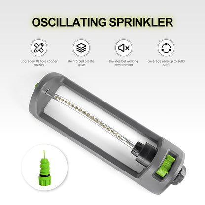 Lawn Sprinkler, Oscillating Sprinkler for Yard with 18 Hole Brass Nozzles, Watering for Lawn &