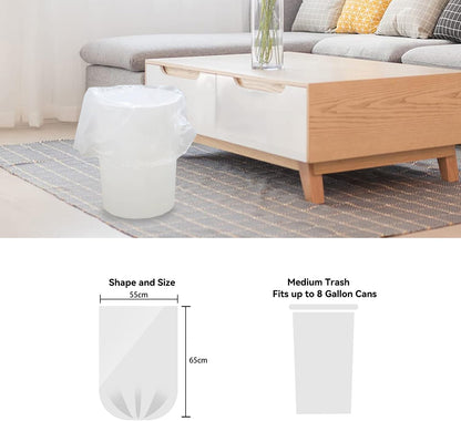 6 Gallon Trash Bags, 48 Count, Garbage Bags, No Flaps/Ties, 55x65cm,7g/pcs, Unscented, White