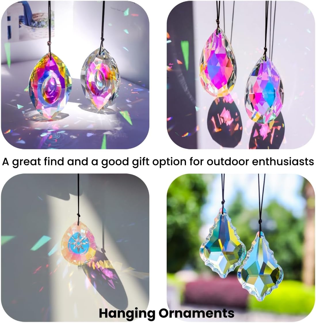 6Pcs Crystal Sun Catcher Prisms, Suncatchers for Windows Hanging, AB Colored Chandelier Crystals