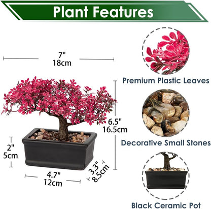 Artificial Bonsai Tree Juniper Faux Plants Indoor Fake Plants Decor with Ceramic Pots for Home