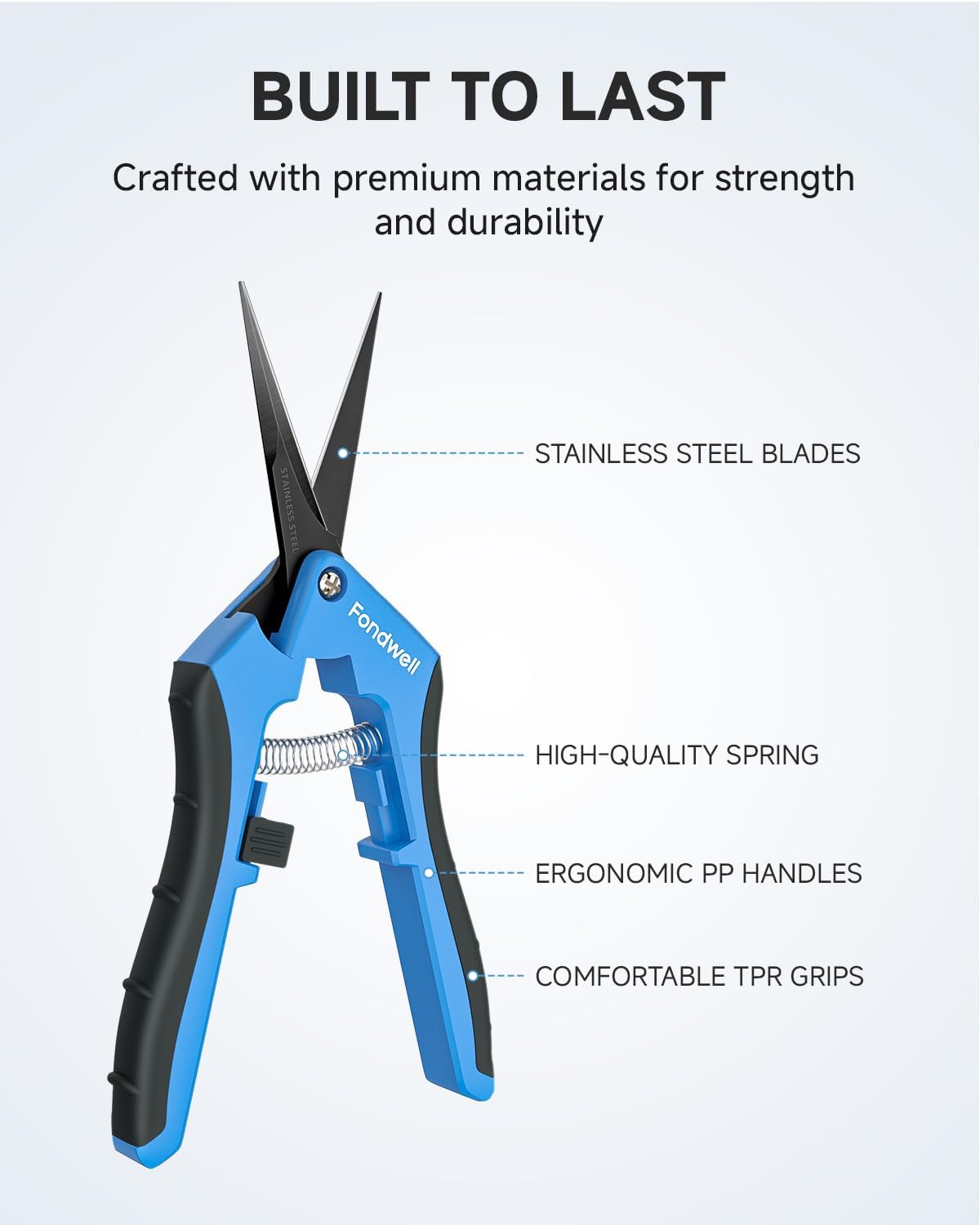 Fondwell 6.5" Pruning Shears Garden Scissors: 2 Pack of Ultra Sharp Trimming Scissors with
