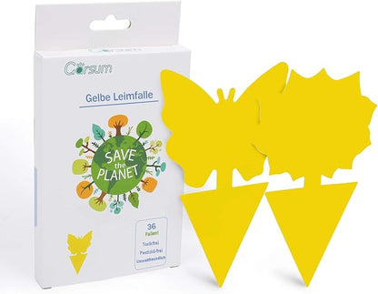 Garsum Fruit Fly Sticky Trap for Indoor and Outdoor, 36 Pack Fungus Gnat Killer for