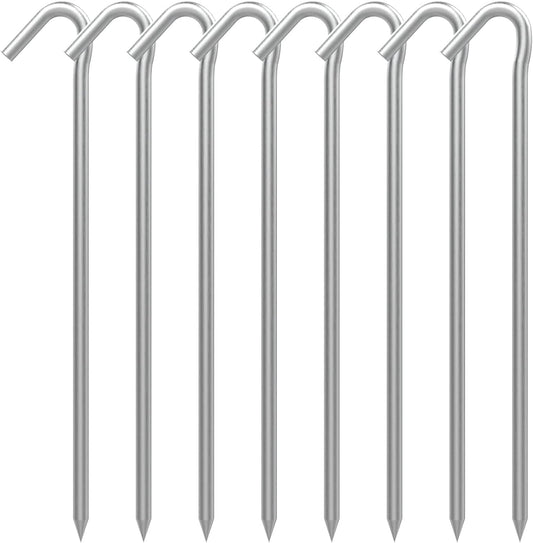 AAGUT Tent Stakes Heavy Duty Metal 9 Inch, 8 Pack Rust-Resistant Galvanized Steel Camping Stake