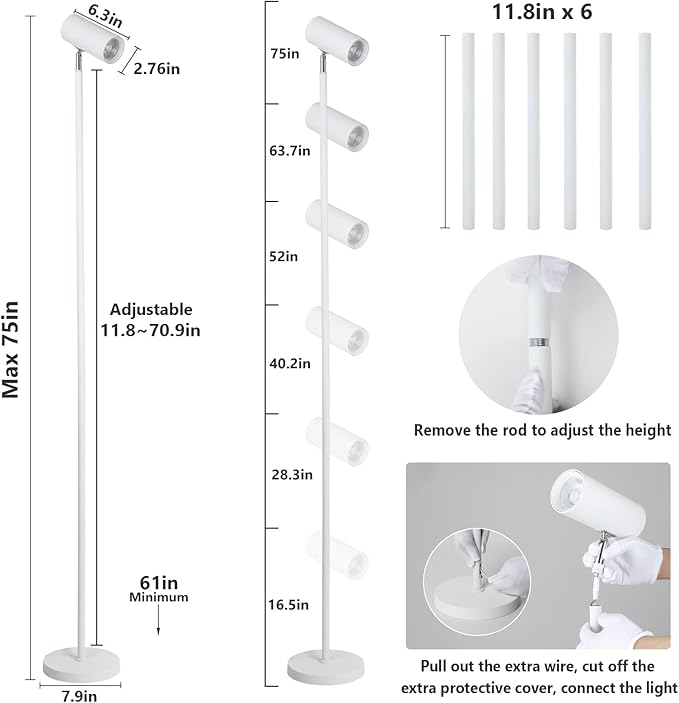 HMVPL White Grow Lights for Indoor Plants Full Spectrum,Tall Plant Light for Indoor Growing with