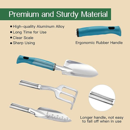 Housolution Gardening Tools Set, 8PCS Heavy Duty Garden Tools with Non-Slip Rubber Grip with Large