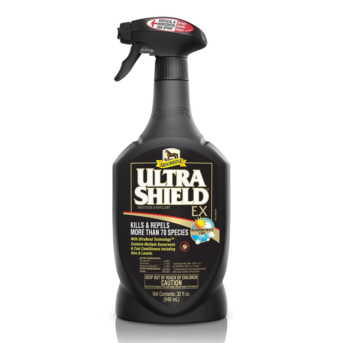 Absorbine UltraShield EX 32oz Sprayer Insecticide, Kills & Repels Flies, Mosquitoes, Ticks, Fleas