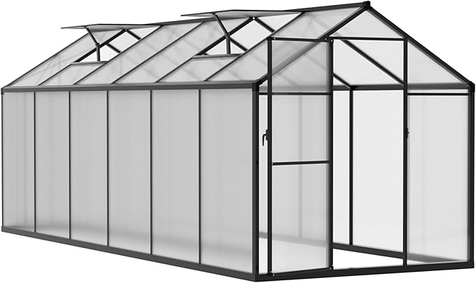 BlueWish 6x12FT Greenhouse for Outdoors, Aluminum Heavy Duty Greenhouse Kit with Lockable Door, 4MM