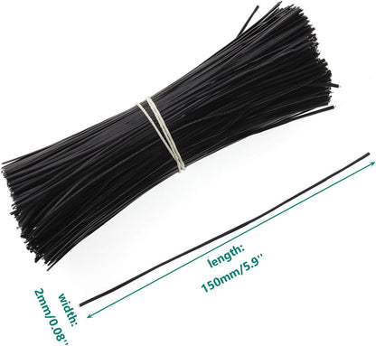 6 Inch Twist Ties,Ulifestar Cable Ties Bag Ties Plastic Coated Twist Ties 1000 Pack (Black)