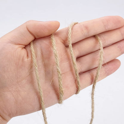 500FT Jute Twine Rope 3mm Natural Thick Garden Twine String Heavy Duty for Gardening Bundling