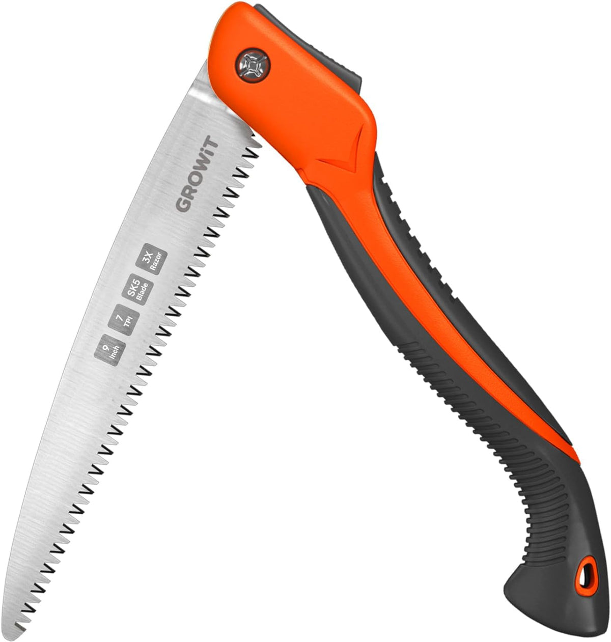 9-Inch Folding Camping Saw - Heavy Duty Pruning Saw with Triple-Cut SK5 Blade, 7 TPI Razor Teeth