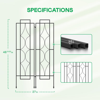 IDZO 2-Piece Diamonds Design Decoration Trellis, Metal Decorative Trellis for Climbing Plants
