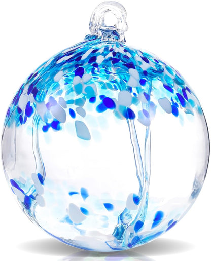 VOREEN 6" Hanging Glass Garden Gazing Ball Hand Blown Glass Witch Ball Christmas Ornament