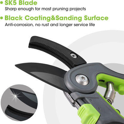 WORKPRO Anvil Pruning Shears, 8’’ Professional Gardening Hand Pruner with SK5 Steel Sharp Blades