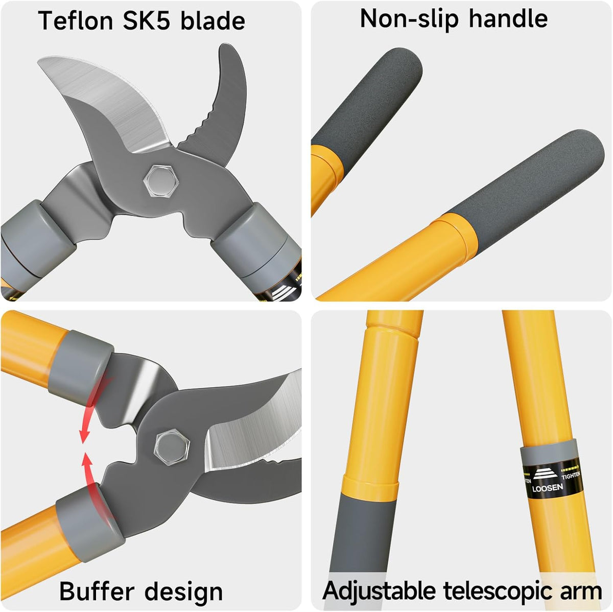 AIRAJ 16-24'' Extendable Loppers for Tree Trimming | Branch Cutter with 1.5“ Cutting Capacity |