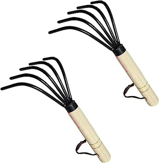 Garden Guru Hand Rake Cultivator Claw Soil Tiller - Military Grade Steel - Rust Resistant - 5 Tine