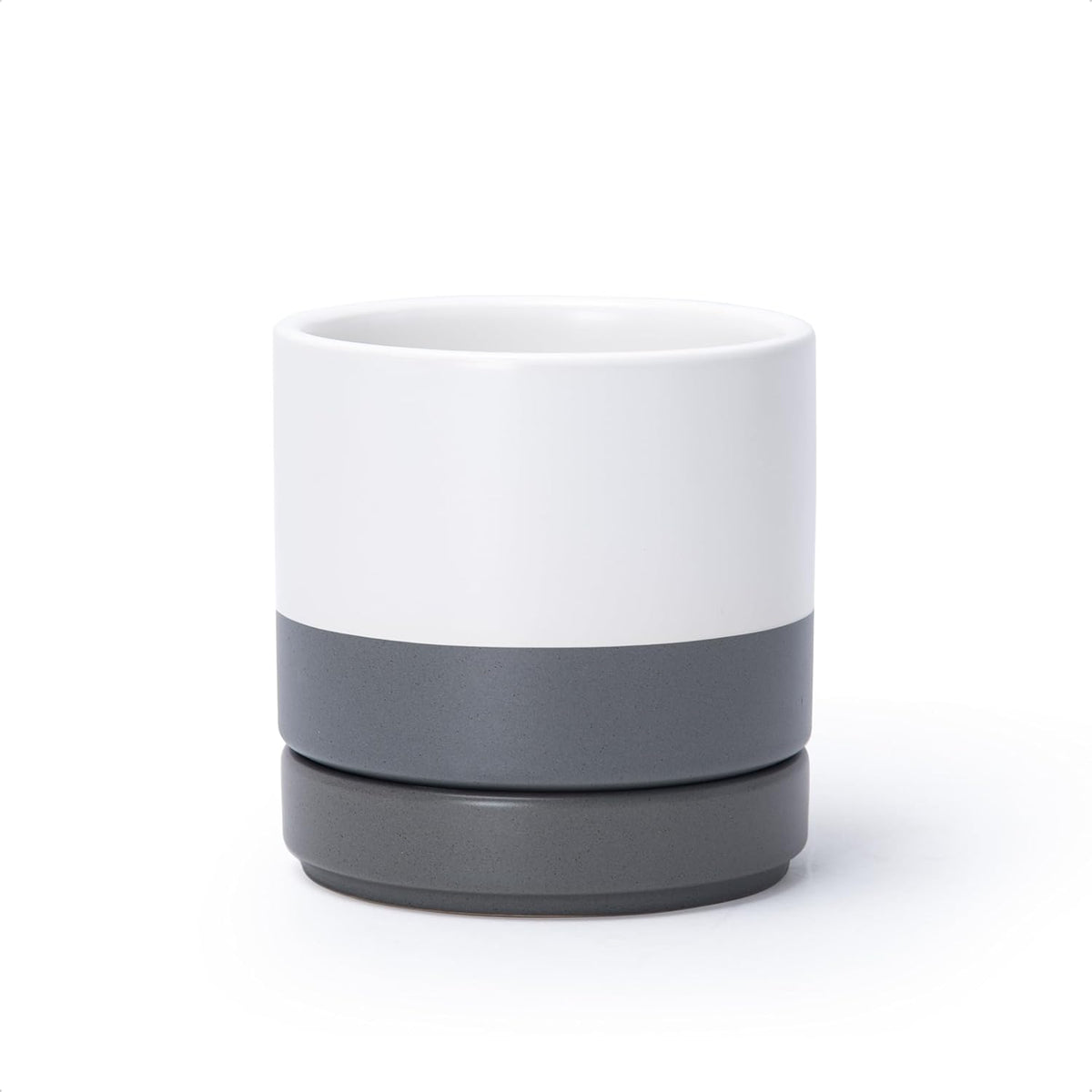 D'vine Dev 4.7 Inch Ceramic Planter Pot with Drainage Hole and Saucer, Indoor Cylinder Round