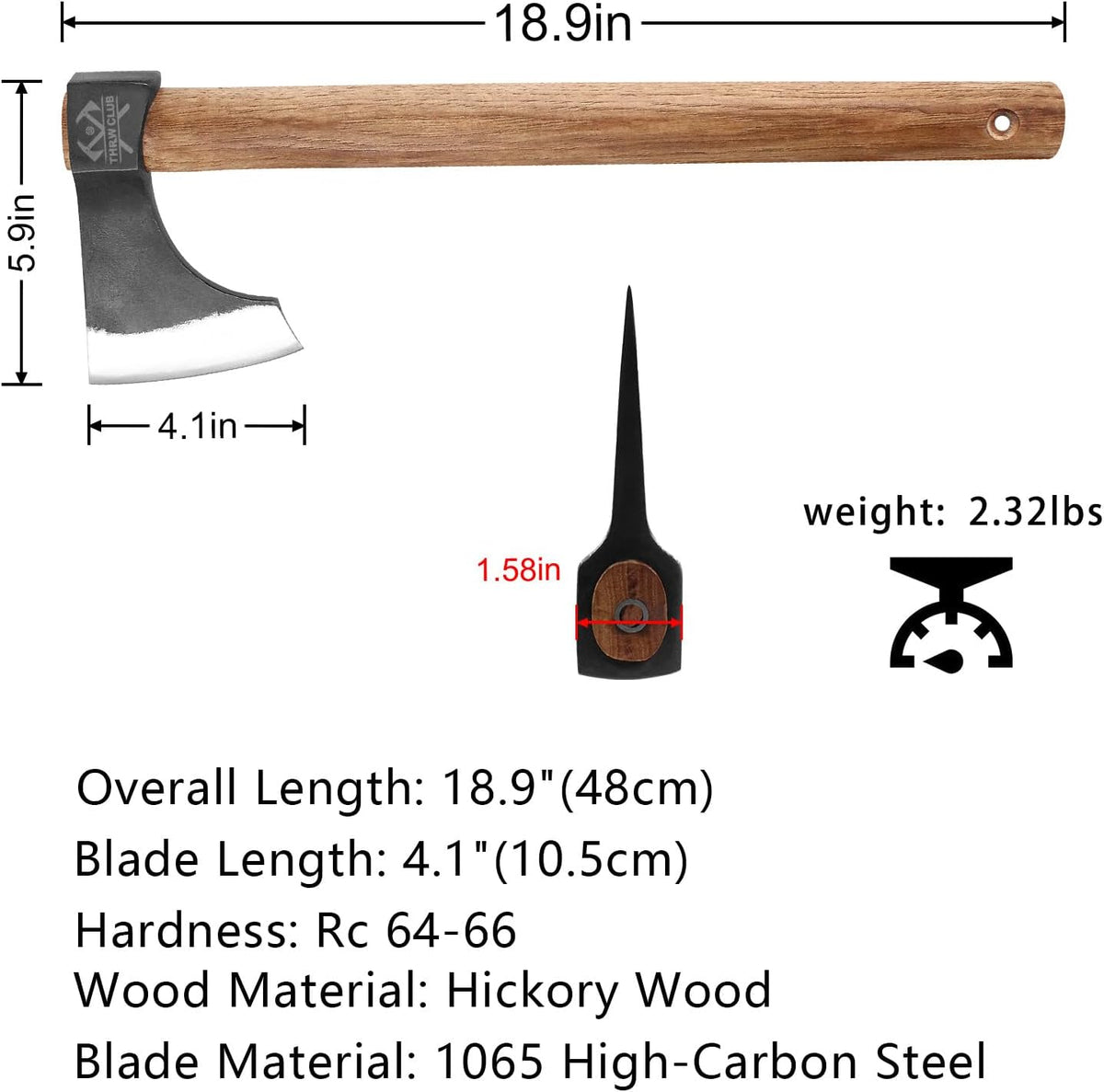 Throwing Axe Set, 2 Pack 18.9" Throwing Axes and Tomahawks with 1065 High Carbon Steel & Hickory