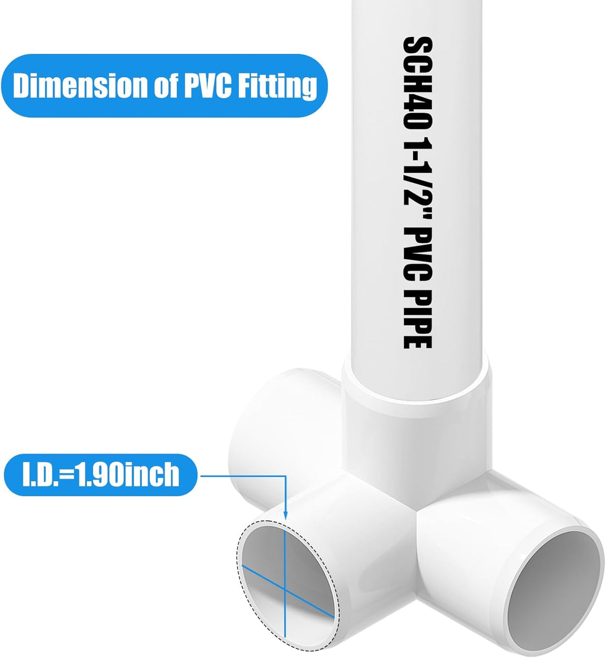 4PCS 1-1/2Inch Elbow Fittings, 4-Way Heavy Duty PVC Pipe Fitting, Corner Fitting for Water Supplies