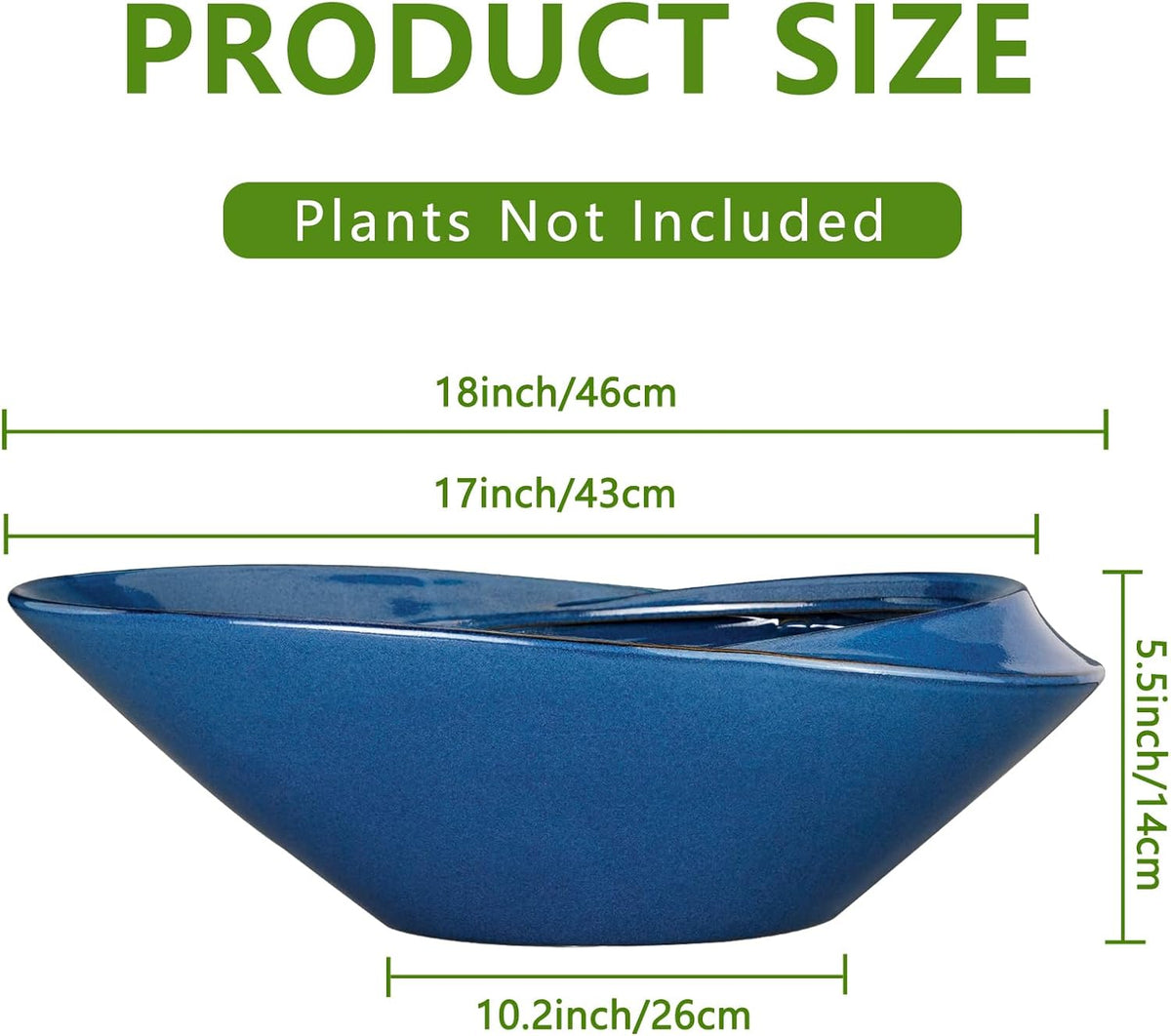 Bonsai Pot - 18 Inch Ceramic Planter for Indoor Outdoor Plants Bonsai Tree Pot Modern Large