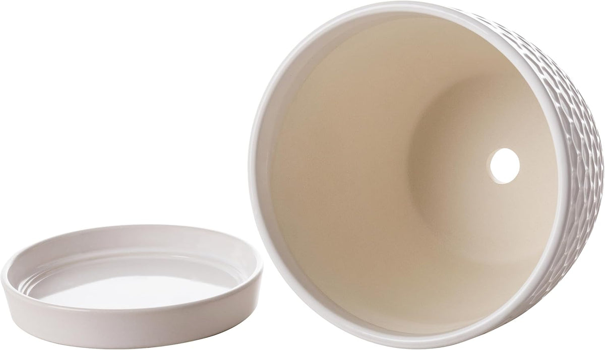 Docrin Ceramic Plant Pots Indoor, 6.6 + 5.5 Inch Flower Pots with Drainage Holes and Saucer for