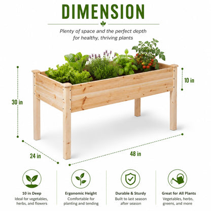 Backyard Expressions Wooden Raised Garden Bed | 48" x 24" x 30" Elevated Planter Box with Included