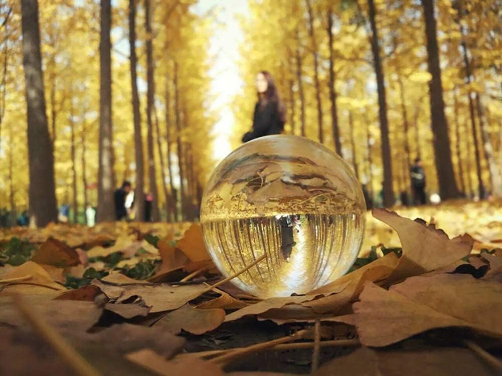Crystal Ball Glass Globe Decor - Crystal Sphere with Stand & Gift Box, Clear Decorative Crystal