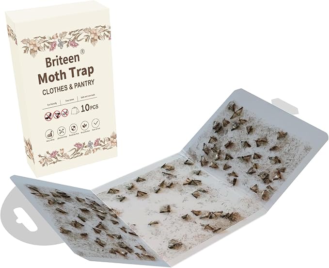 Pantry Moth Traps 10-Pack Safe and Effective for Food and Clothing- Glue Traps with Pheromones for