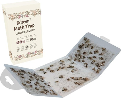 Pantry Moth Traps 10-Pack Safe and Effective for Food and Clothing- Glue Traps with Pheromones for