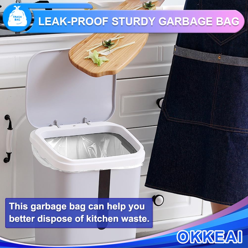OKKEAI 3 Gallon Small Trash Bags 120 Counts White Garbage Bags Small Bathroom Trash Can Bags 10L