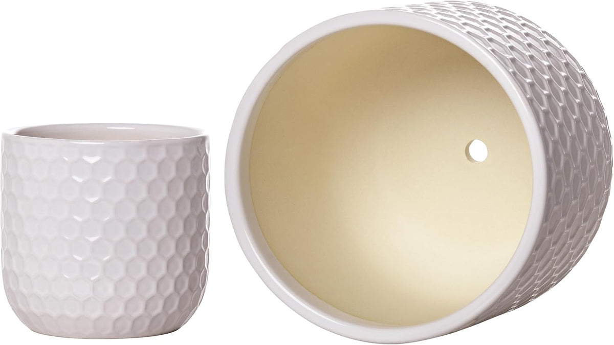 Docrin Plant Pots Indoor with Drainage: 6.4+5.3+4 Inch Ceramic Flower Pots for Plants - Set of 3