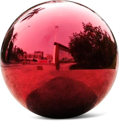 Stainless Steel Red Gazing Mirror Ball,10inch