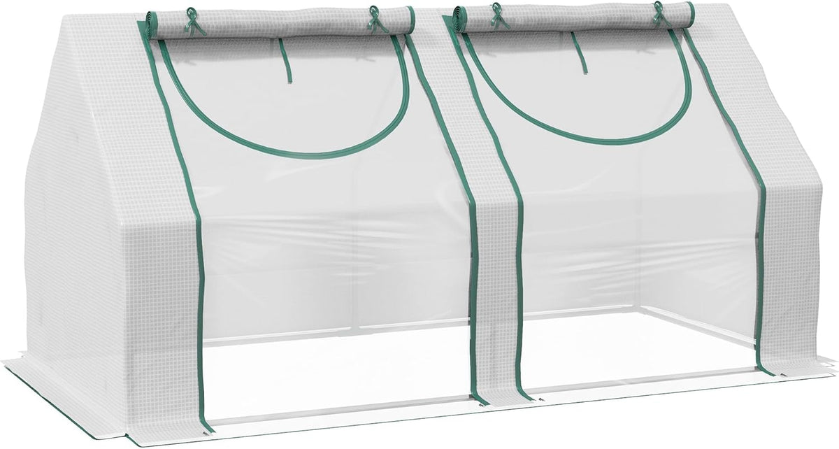 Outsunny 6' x 3' x 3' Portable Greenhouse, Garden Green House with 2 PE/Plastic Covers, Steel Frame