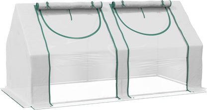 Outsunny 6' x 3' x 3' Portable Greenhouse, Garden Green House with 2 PE/Plastic Covers, Steel Frame